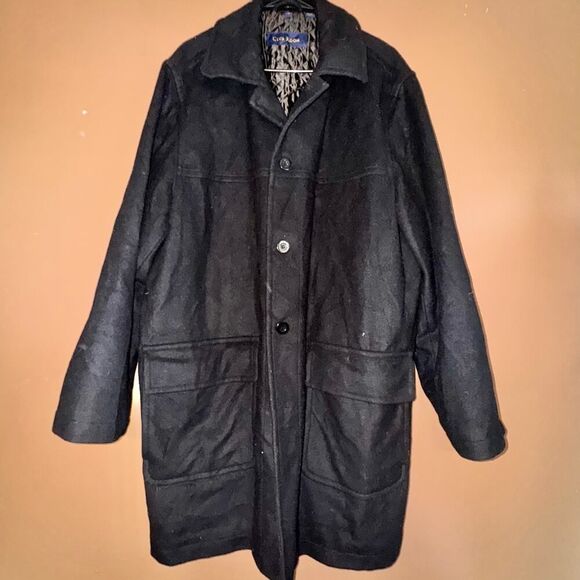 Club Room Men's Black Wool Blend Winter Pea Coat Jacket - Size XL - Picture 3 of 9